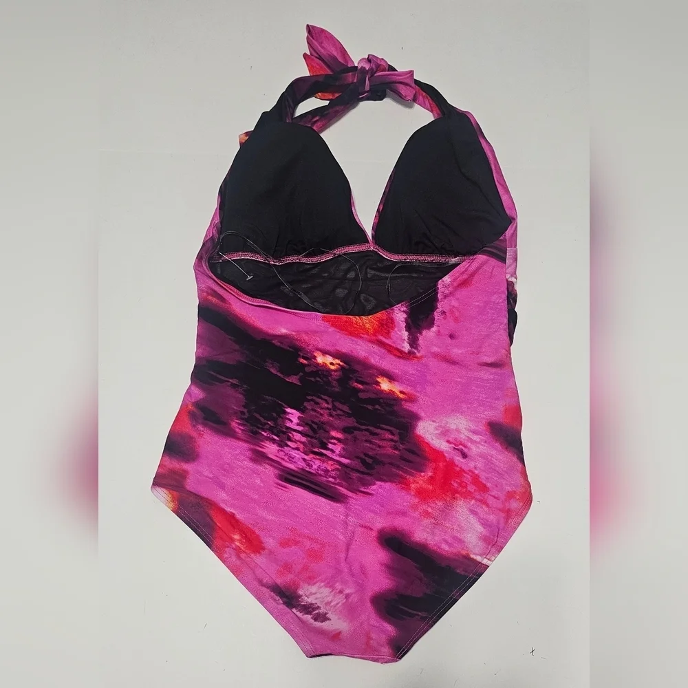 NWOT DKNY Women's Tie Back Halter One Piece Swimsuit XL - Picture 5 of 6